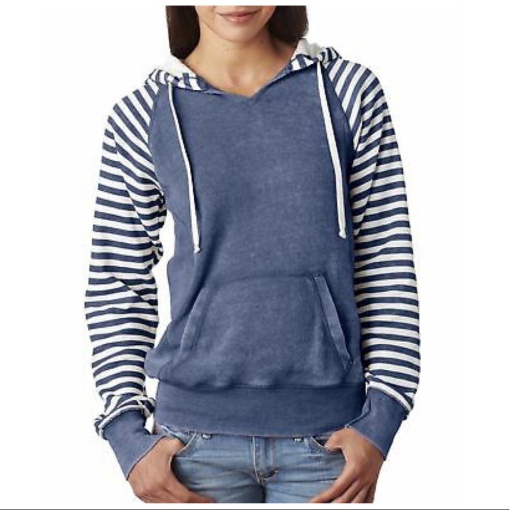 Blue & White striped hoodie